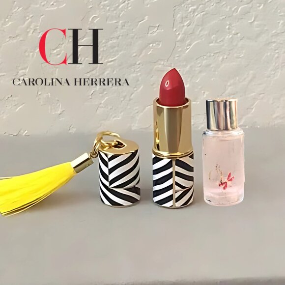Carolina Herrera Fab Kiss Satin Lipstick 310 Red Carolina, Deluxe Mini + BONUS - Picture 1 of 10